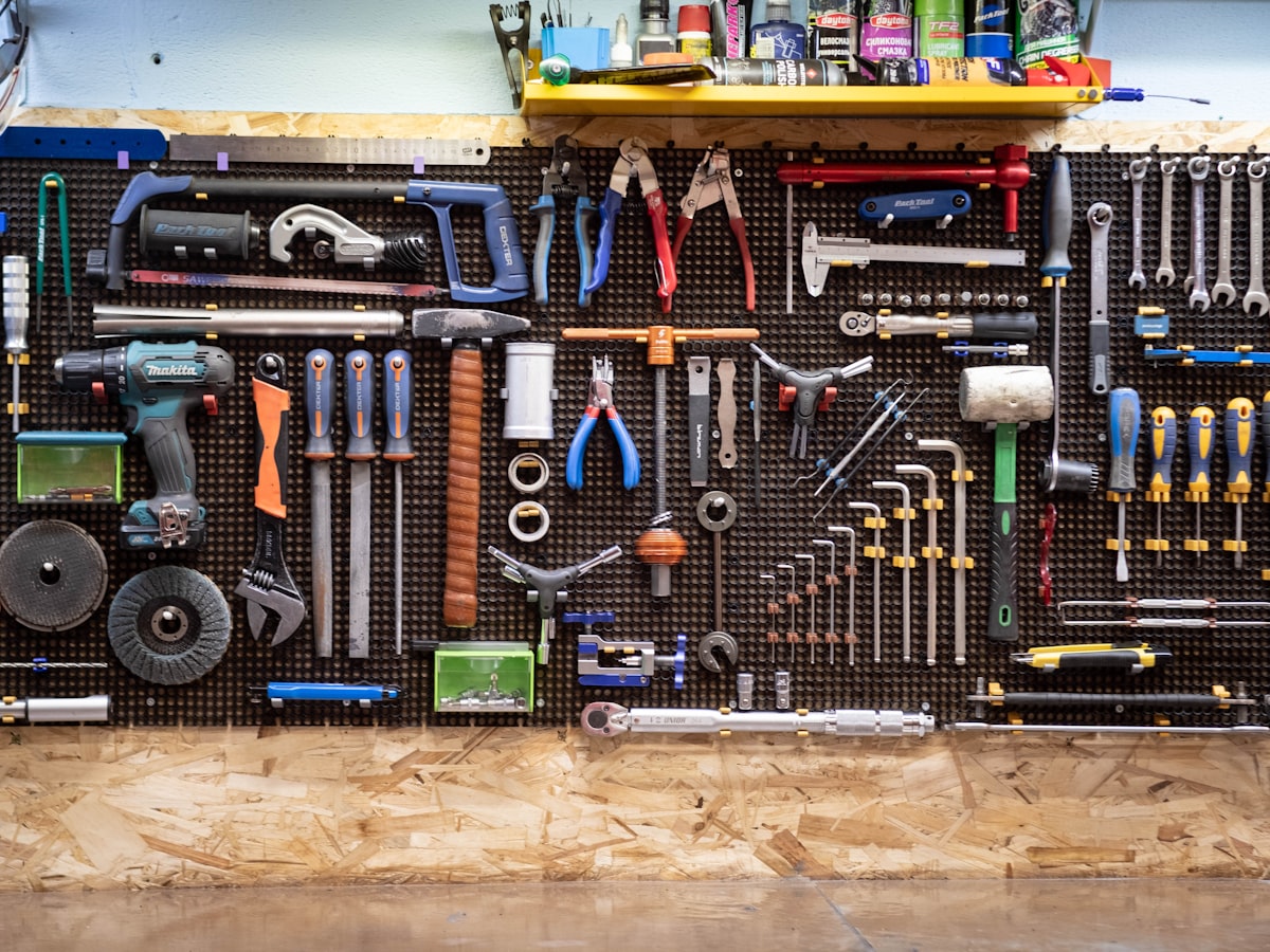 A wall of neatly organised tools