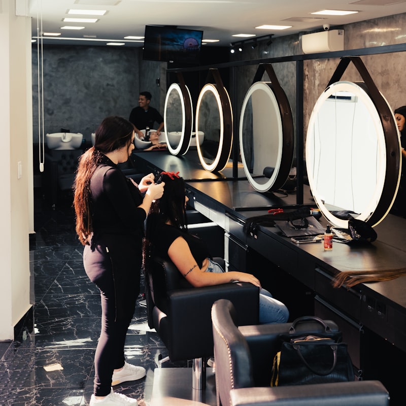 Stylist working on a client’s hair