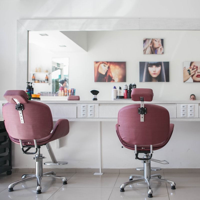 Styling chairs in a bright salon