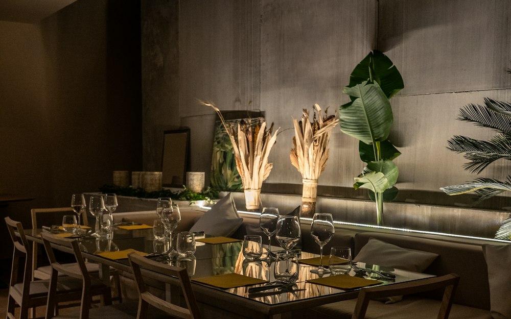 Dining room with set tables